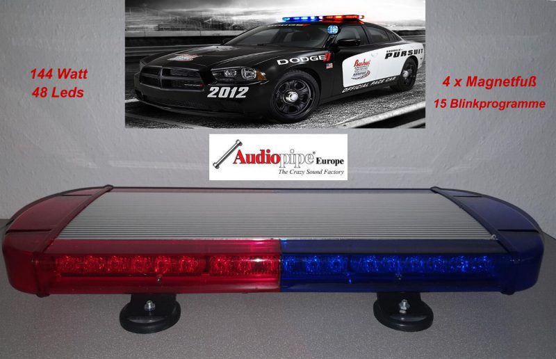 USA Police Dachwarnbalken 144 Watt LED BLAU/ROT