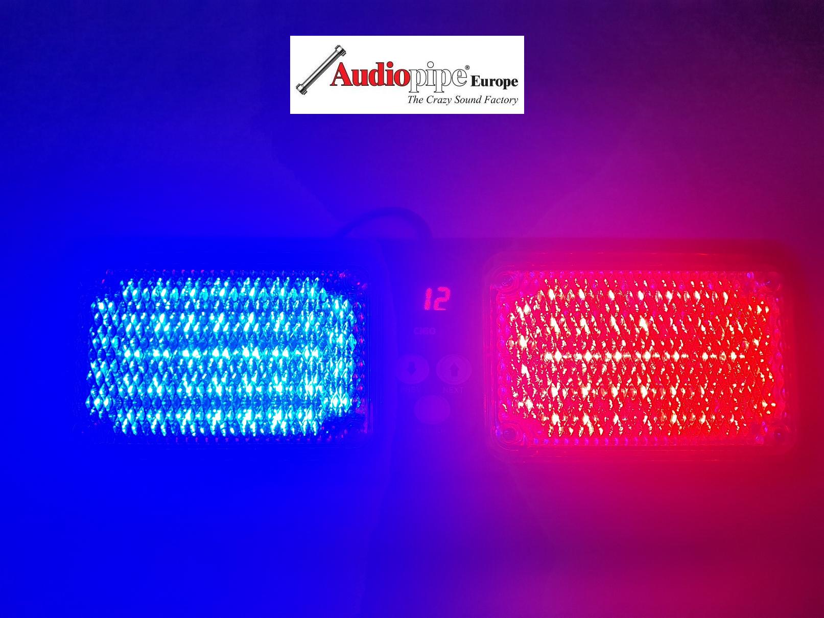 LED Frontblitzer Sonnenblende 45W Police BLAU/ROT - Audiopipe