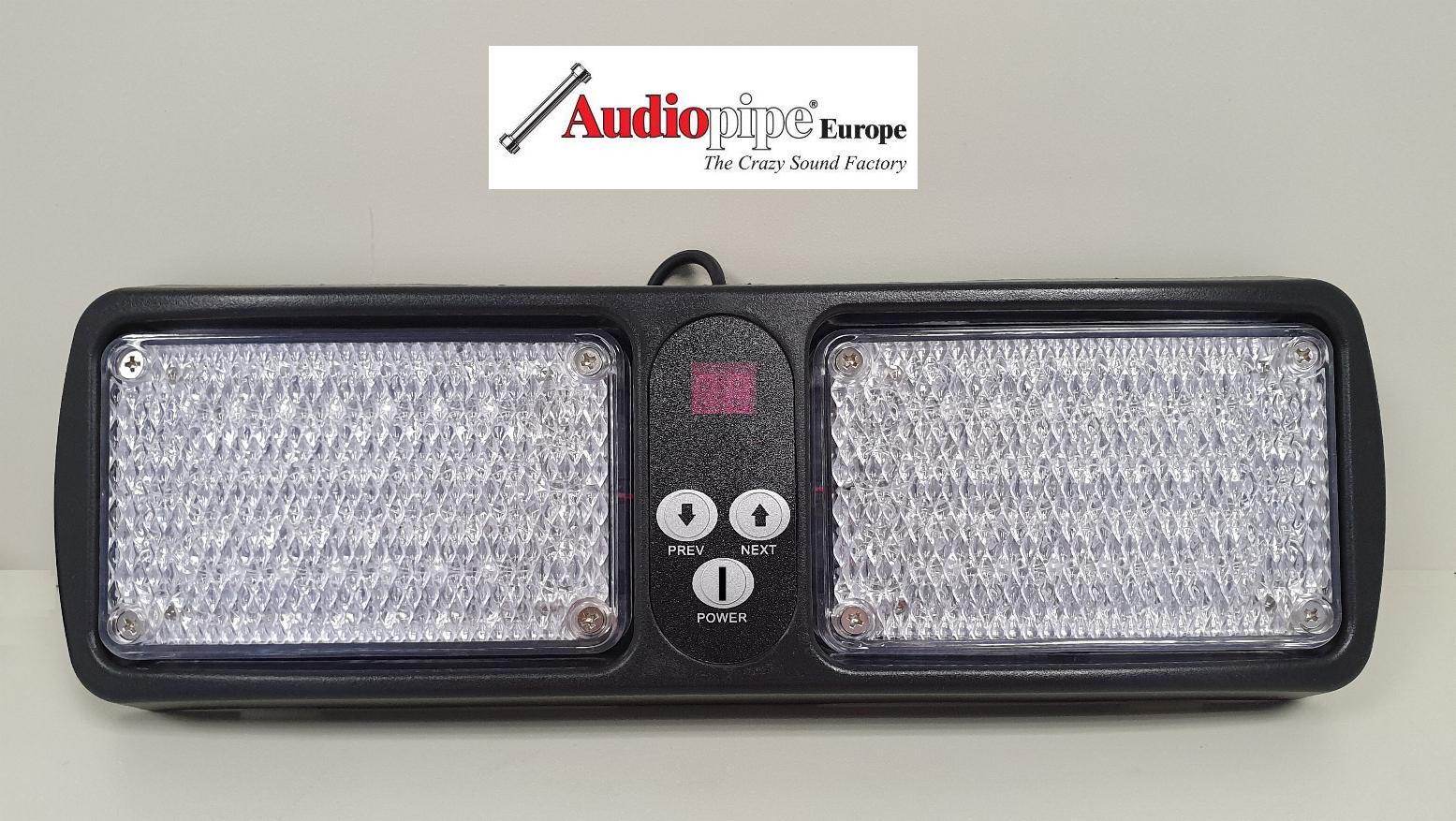LED Frontblitzer Sonnenblende 45W Police BLAU/ROT - Audiopipe