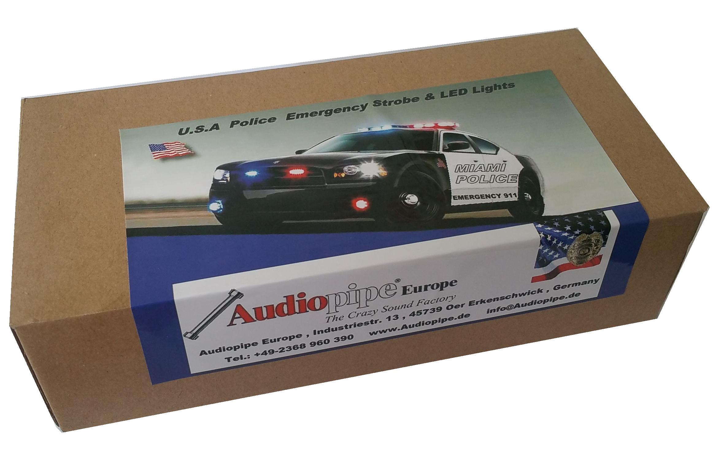 12W LED Blaulicht Blitzlicht Frontblitzer USA Police Strobo PACE CAR blau/blau