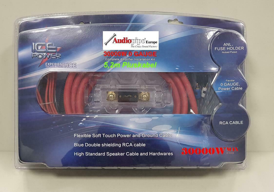 Verstärker Kabelsatz, Anschluss-Set Auto Verstärker Kabel Set, Subwoofer  Kabel Set Endstufe Kabel, Car Audio Wire, 800W (10-Gauge Leitung, 4,5 Meter)