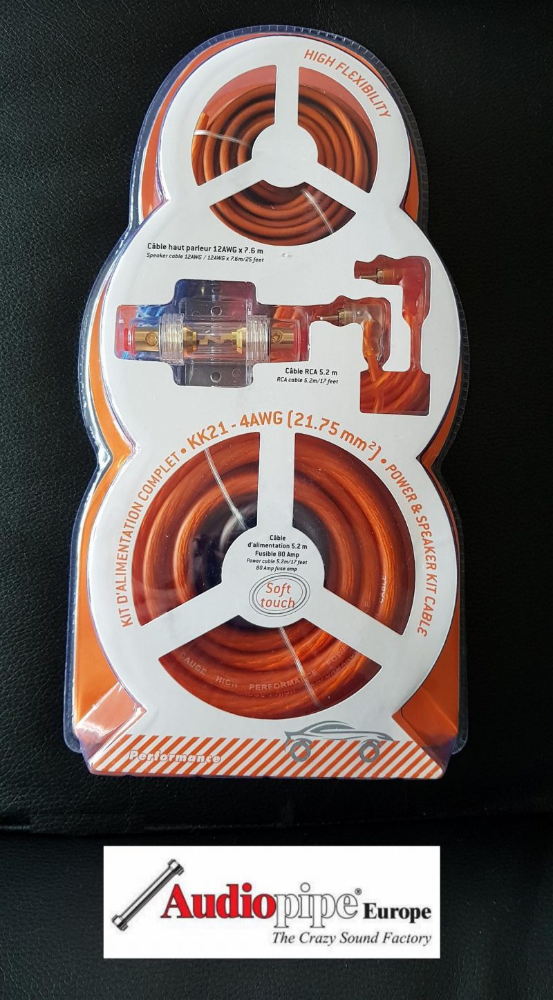 Verstärker Endstufen Anschluss Set Kabel Kit 22mm² Orange