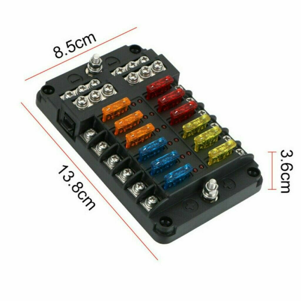 Sicherungshalter 12-24V Sicherungskasten 12fach - Audiopipe