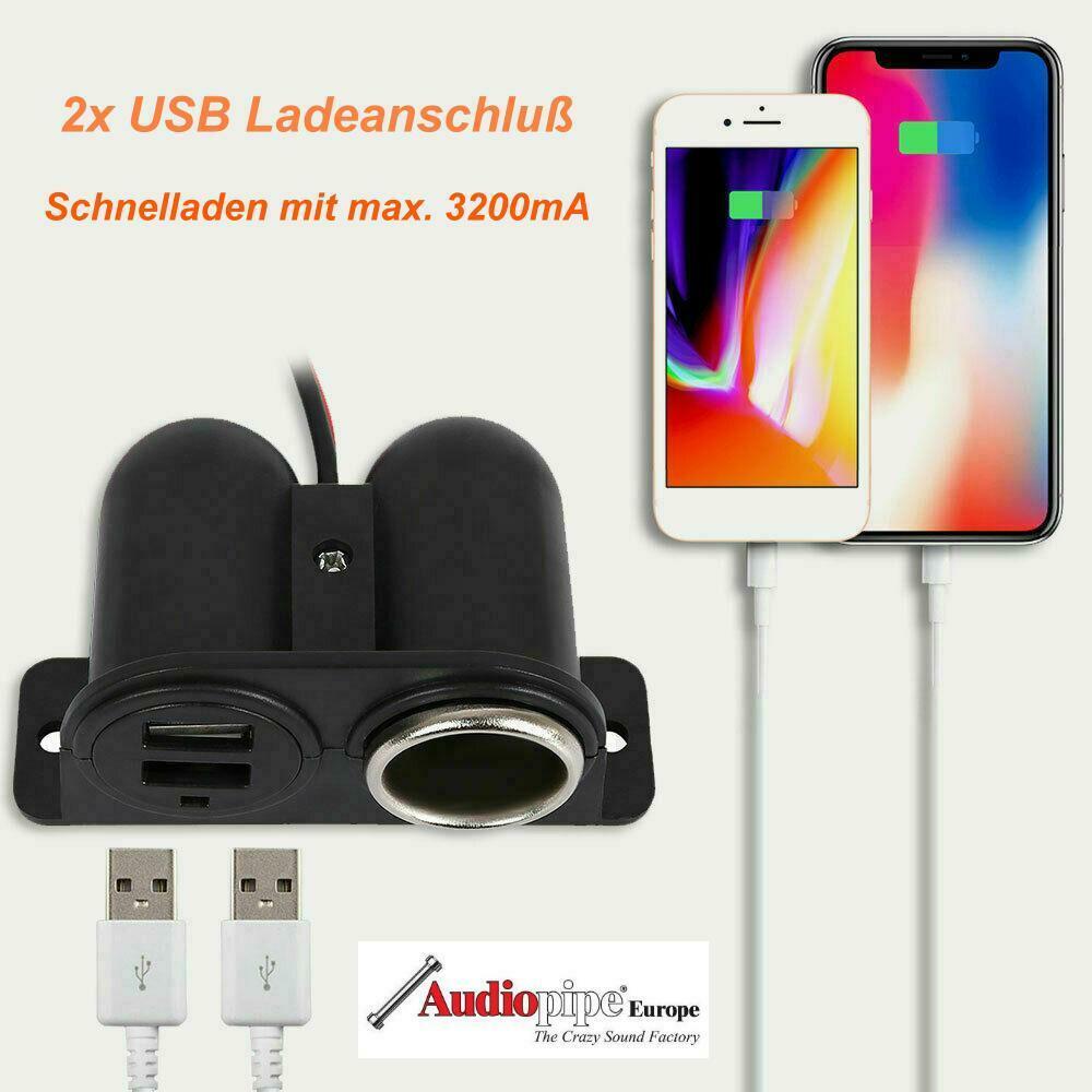 Aufbau Steckdose 12V-24V + 2x USB Ladegerät - Audiopipe