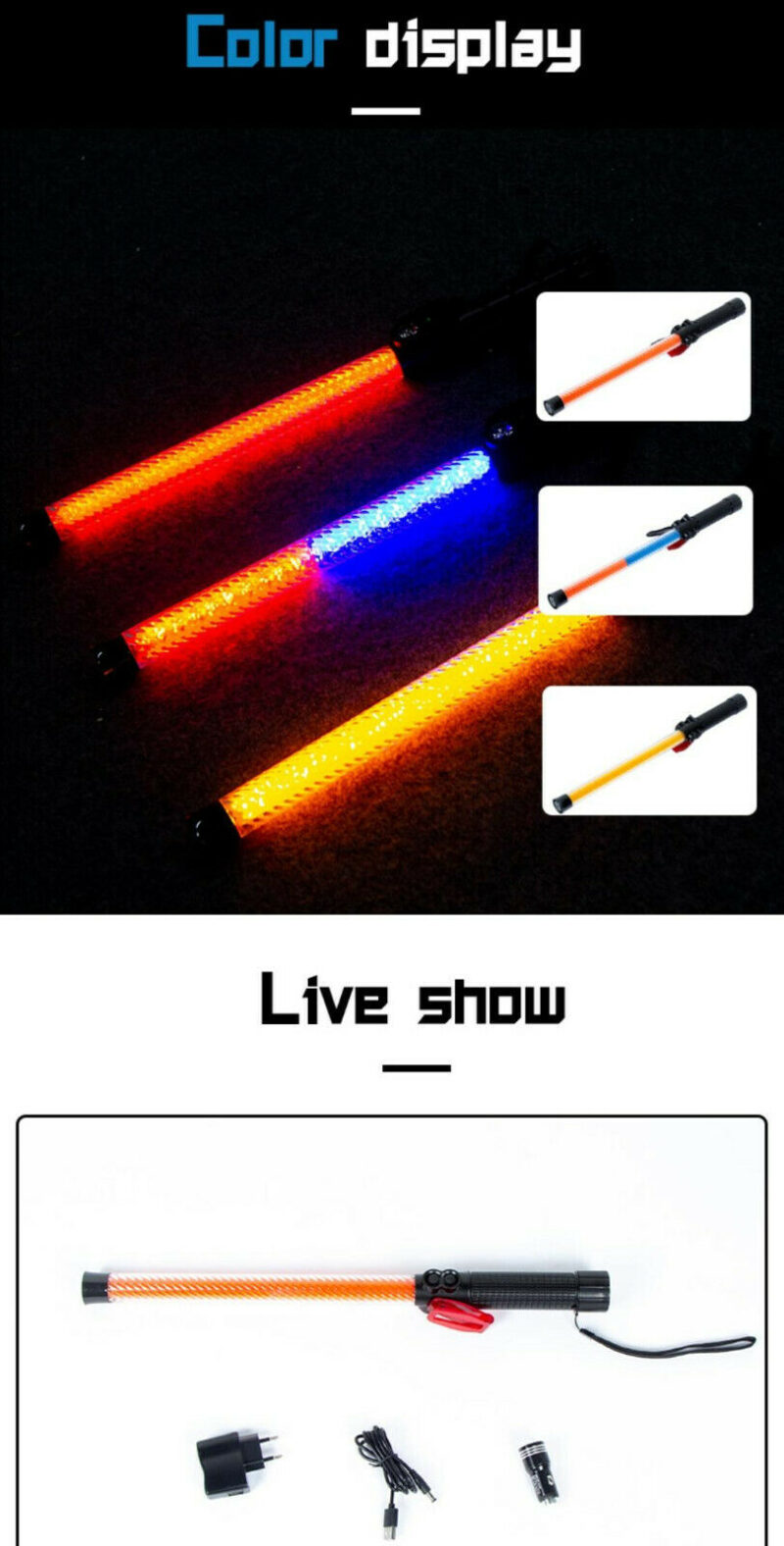 Alternative view of Schlagstock Warnstab Verkehrsführung + Akku ROT