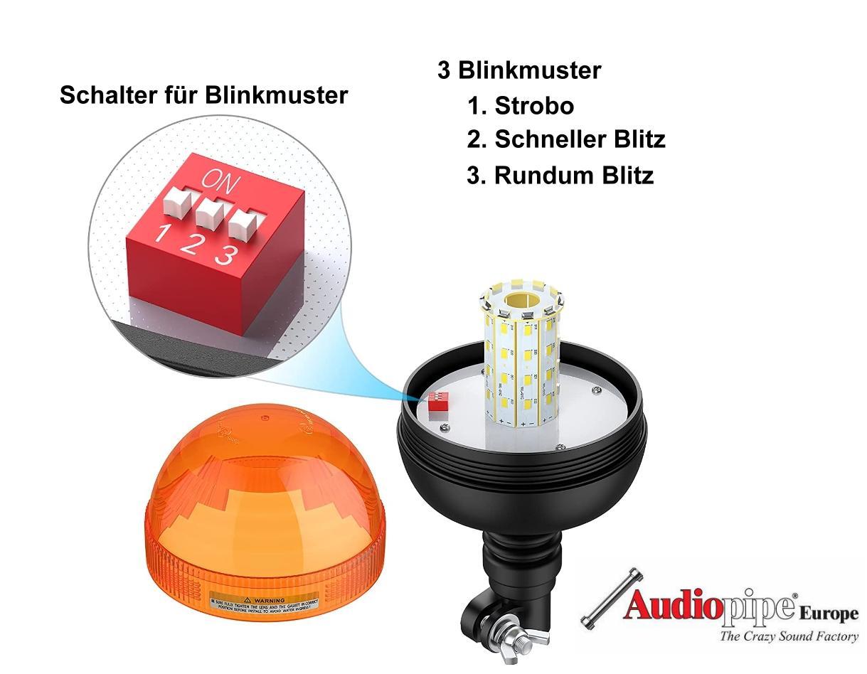 60x LED Rundumleuchte Aufsteckrohr senkrecht - Audiopipe