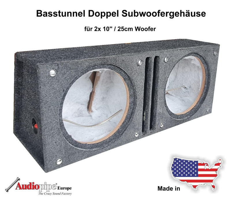Subwoofer Basstunnel Doppel Leergehäuse 10″ 25cm