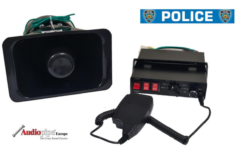 Police USA Sirene + PA Druckkammer Lautsprecher 100W