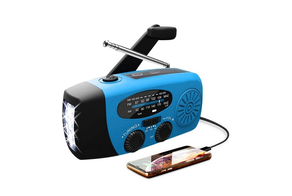 Solar Radio mit Taschenlampe 2000mAh Kurbelradio Notfallradio Blau