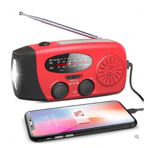 Solar Radio mit Taschenlampe 2000mAh Kurbelradio Notfallradio Rot