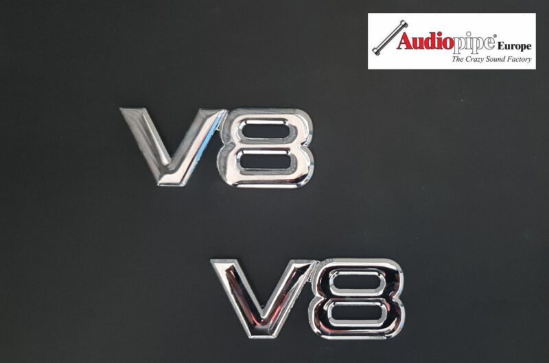 V8 Emblem Chrom Schriftzug 3D hochwertig aus Metall